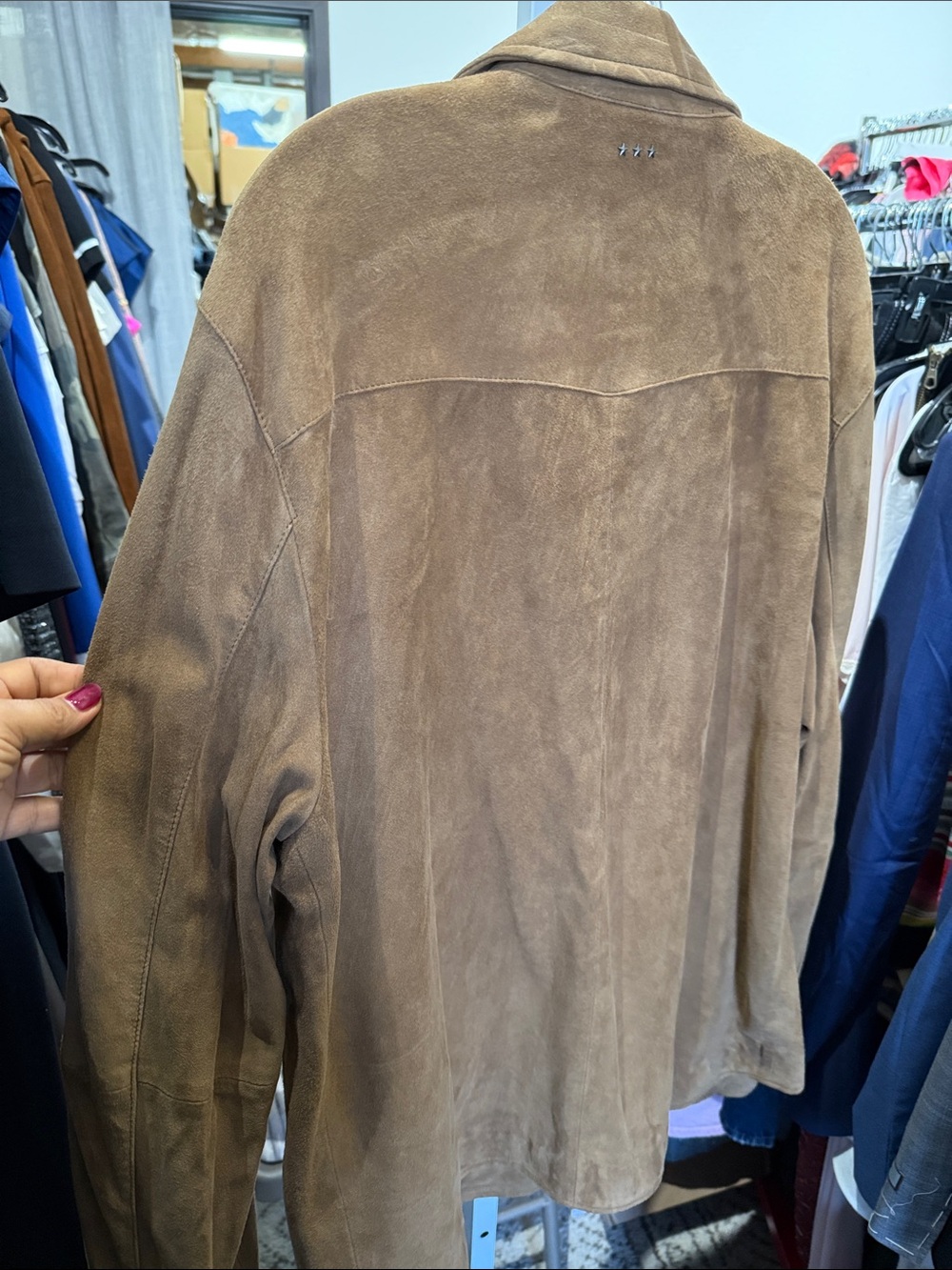 John Varvatos Brown Suede Bomber Jacket - Picture 7 of 8